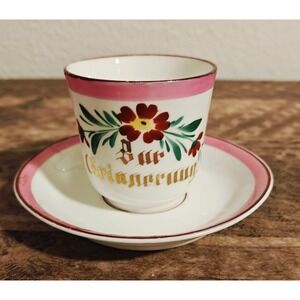 Teacup And Saucer KPM Krister 1845-1870 Hand Painted German Porcelain